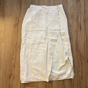 oak & fort cream midi skirt w slit